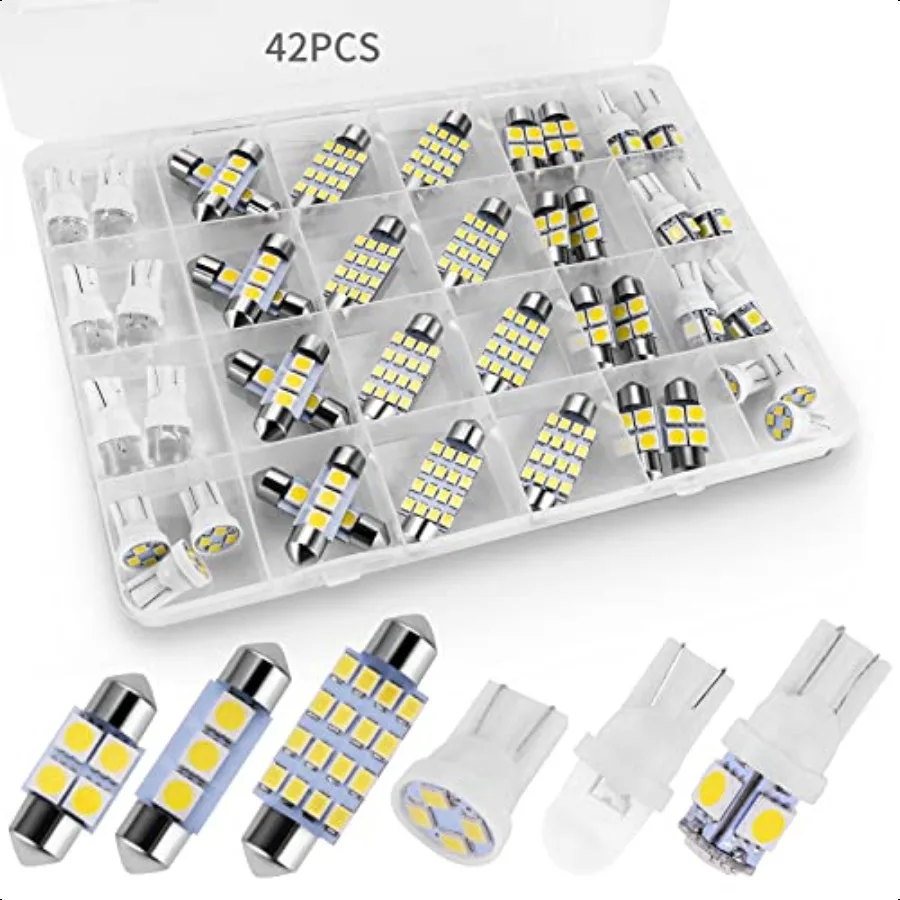 

42 Pieces Interior Car Lights er Bright White Dome Map Tail Cab Lights Bulb Kit Set DE3175 T10 31mm 41mm 194 LED Bulb for Your