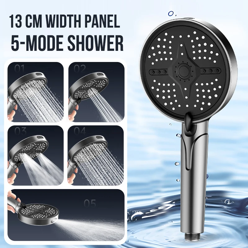 

Новая 5-режимная насадка для душа, насадка для душа высокого давления, одна кнопка, водный массаж, насадка для душа, аксессуары для ванной комнаты