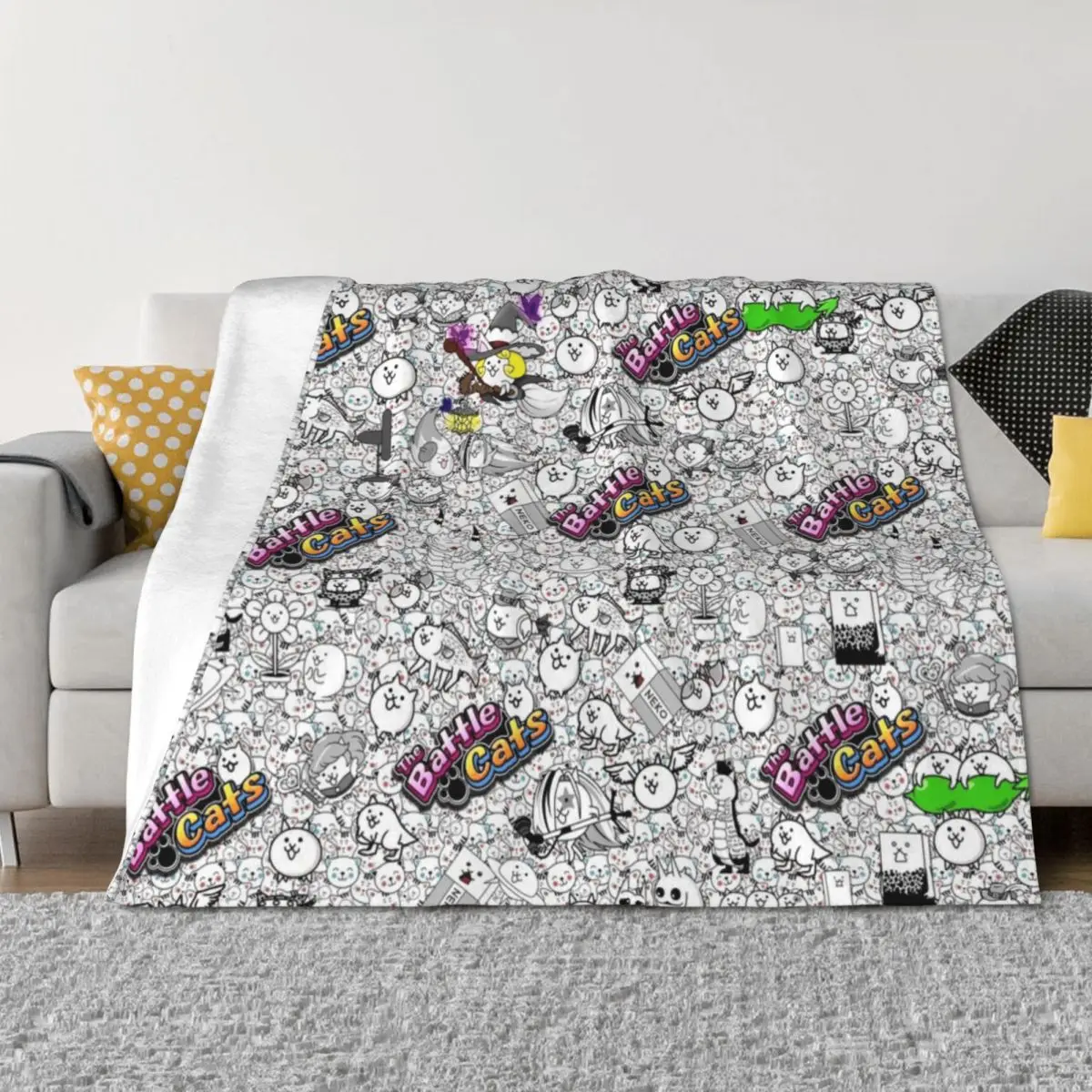 

Battle Cats Throw Blanket Decoratives Camping warm for winter Sofa Blankets
