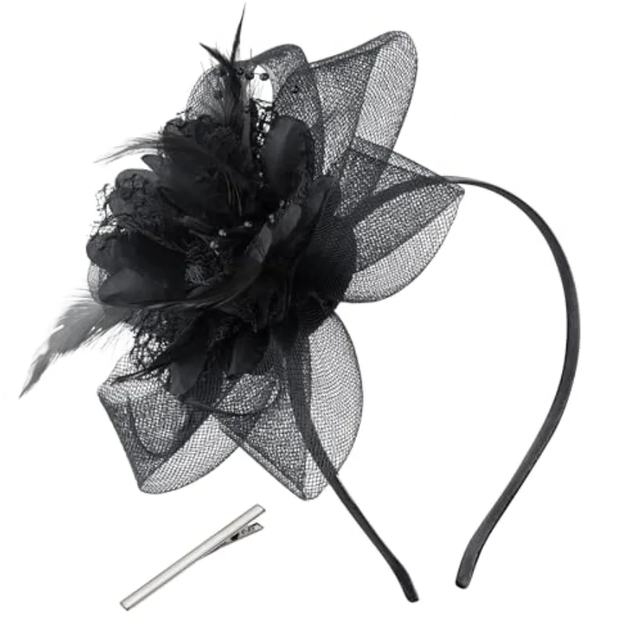 Tea Party Hats for Women Fascinators Hats Vintage Headband Tea Party Accessories for Wedding Cocktail Dresses