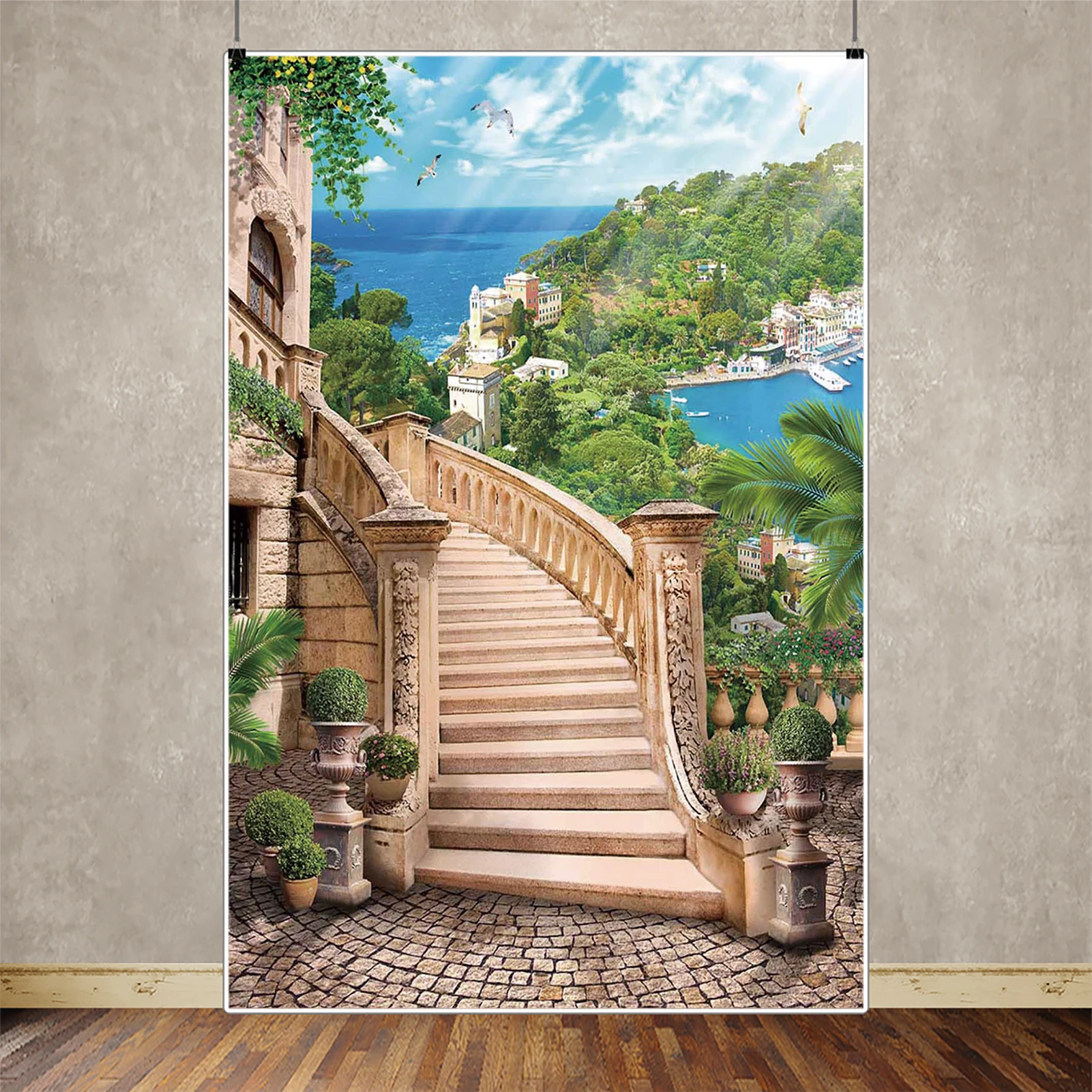 MOON.QG Западная деревня, город, сельский римский фон для фотосъемки, арка, дверная рама, морская гора, фон для украшения дома, фото