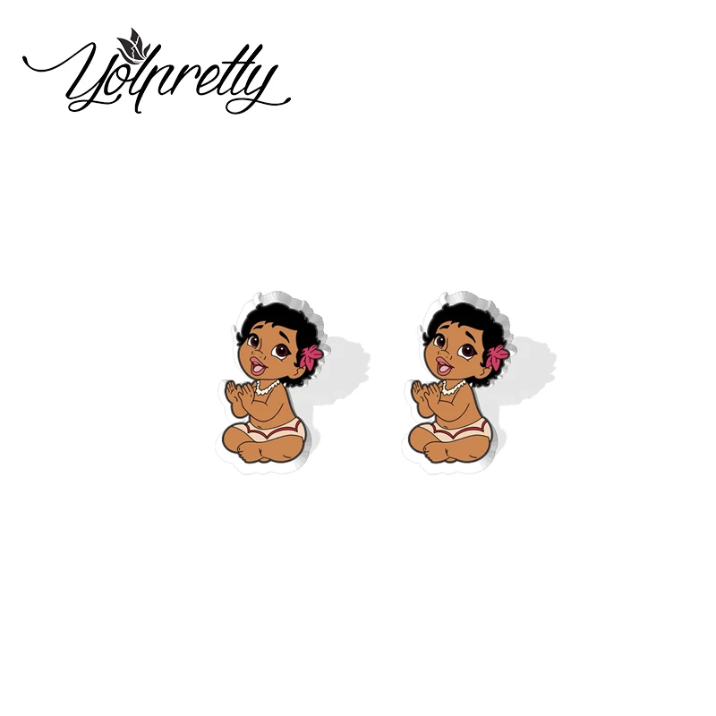 2024 New Fashion Ocean Princess Moana Pig Hanhan Cock Heads Epoxy Handcraft Acrylic Stud Earrings