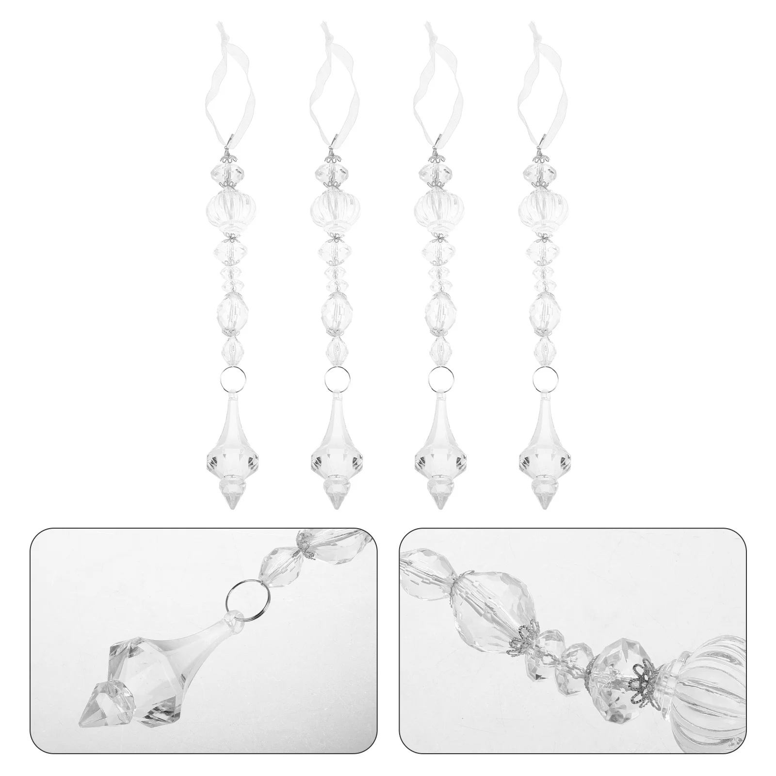 

4Pcs Christmas Tree Ornaments Clear Acrylic Teardrop Hanging Decorations Transparent Crystal Pendants for Holiday Centerpieces