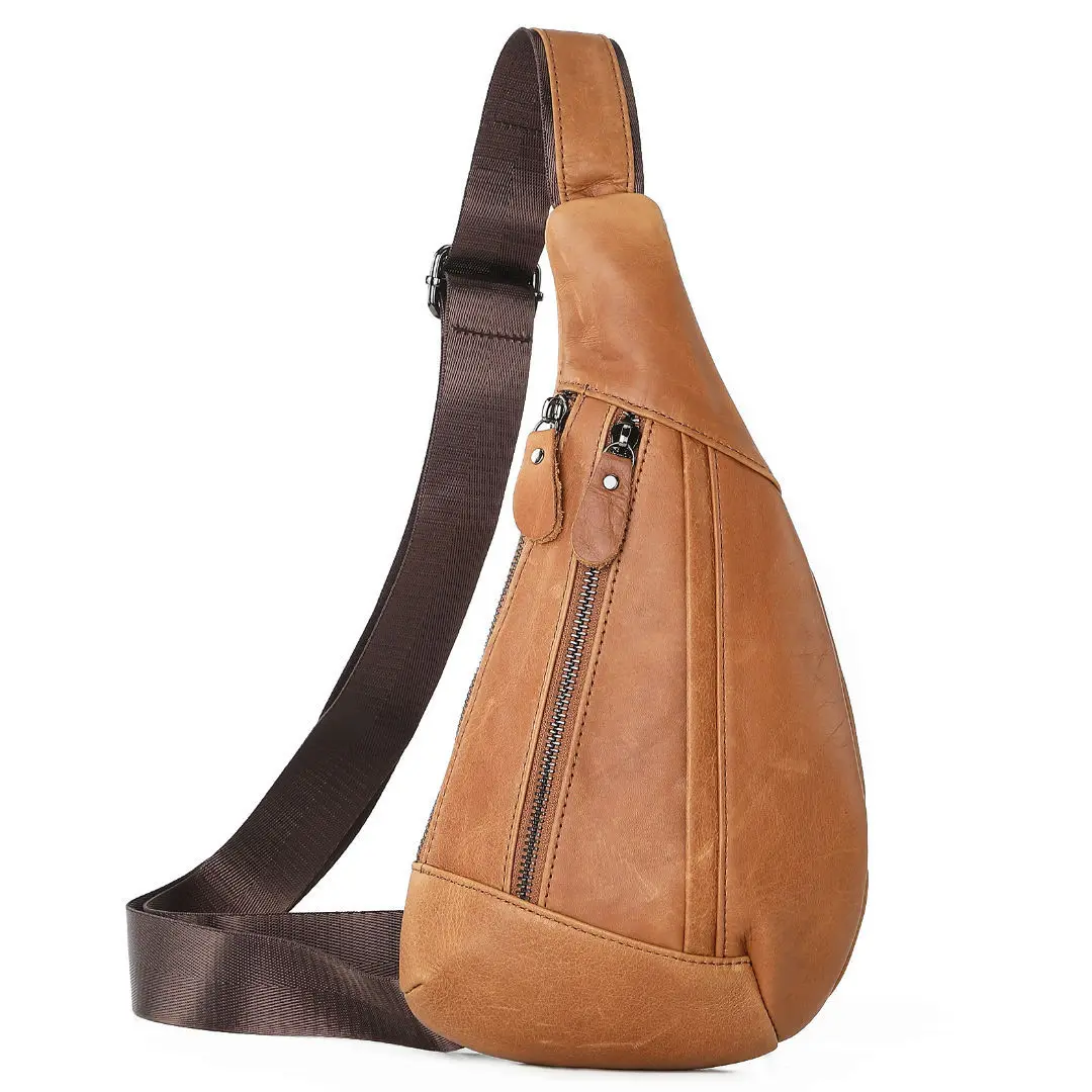 

New Fashion 100% Genuine Leather Men Waist Packs Male Casual Chest Pack High Quality Boy Brand Design Chest BagsShoulder Package