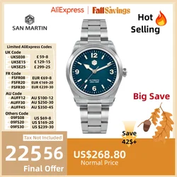San Martin 38mm Explore Watch For Men NH35 Mechanical Automatic Sport Wristwatch New BGW-9 Bracelet 100M Waterproof SN0107-3/4