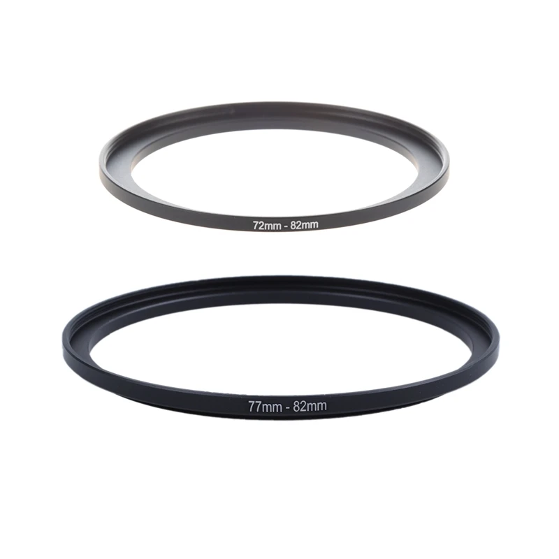 2X Camera Parts 72Mm To 82Mm & 77Mm To 82Mm Lens Filter Step Up Ring Adapter Black