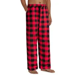 Plaid Pajama Pants Men Sleeping Pants Drawstring Elastic Waist Pajama Trousers Men Loose Long Pants штаны в клетку,брюки мужские