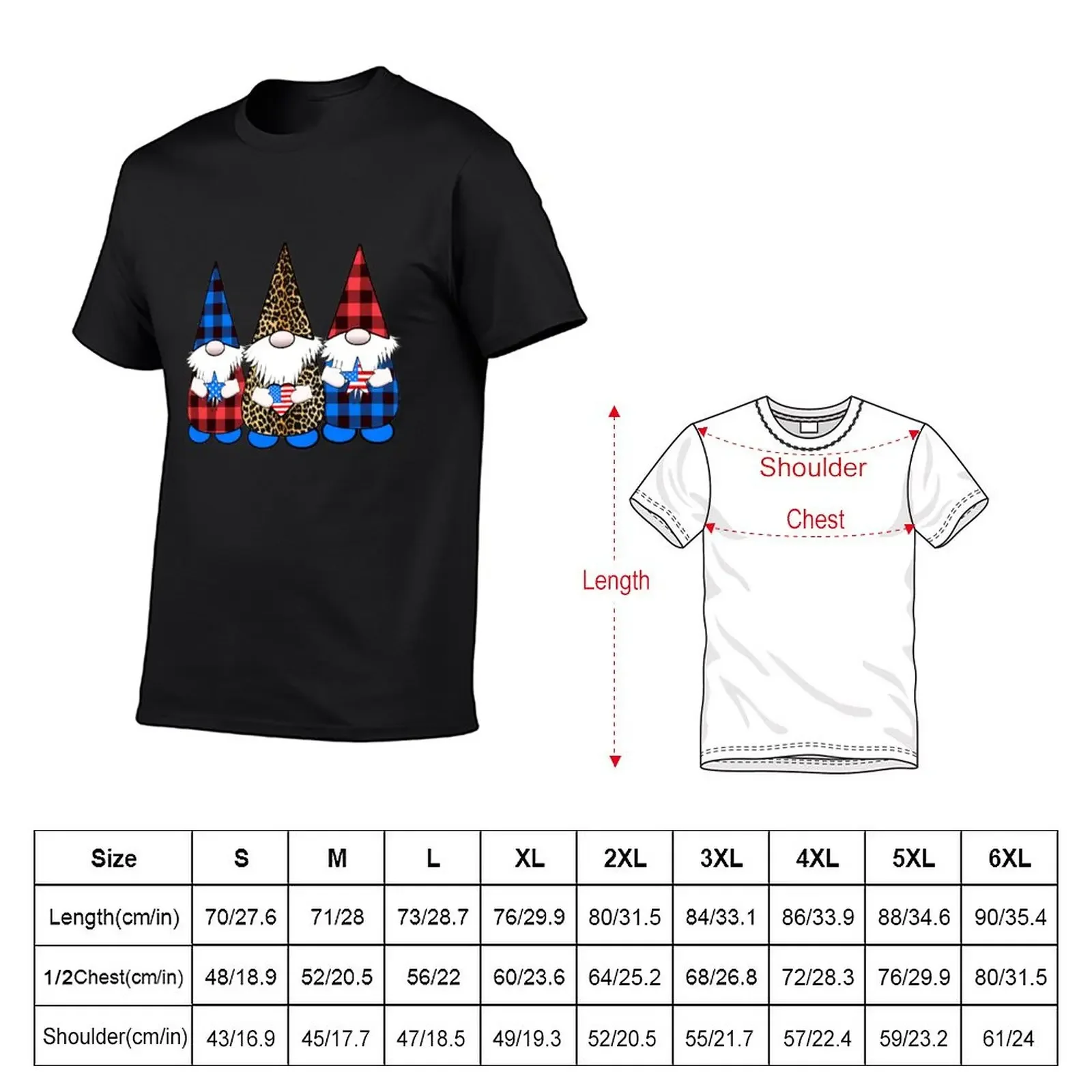 New 3 Patriotic Gnomes American Flag Red White Blue USA Gingham Plaid T-Shirt tees graphic t shirts men t shirt