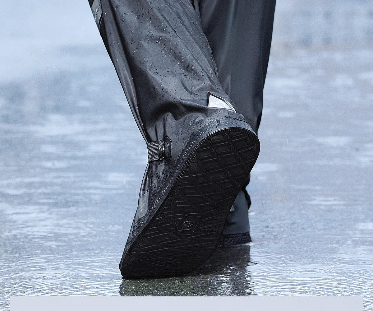 1 Paar Regenstiefel, hohe Schuhüberzieher, 42 cm hoch, strapazierfähig, wasserdicht, Schuh-Schutz, dick, rutschfest, für den Außenbereich. – Detail 8