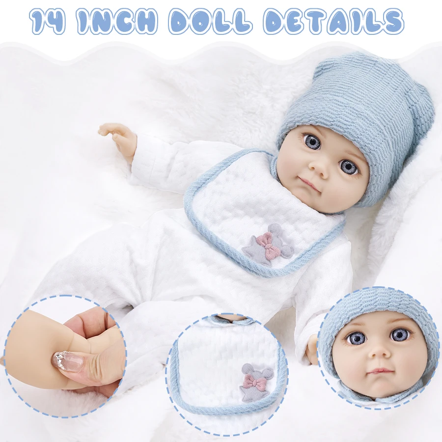New 14 Inch Doll Set Cloth Body Doll Including The Clothes 35cm Fashion Blue Soft Baby Doll