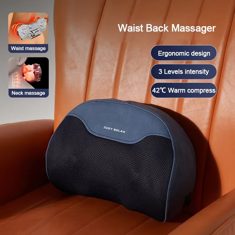 Jinkairui Electric Waist Back & Neck Massager Pillow Shiatsu Kneading Massage with Heating Function Premium Gift