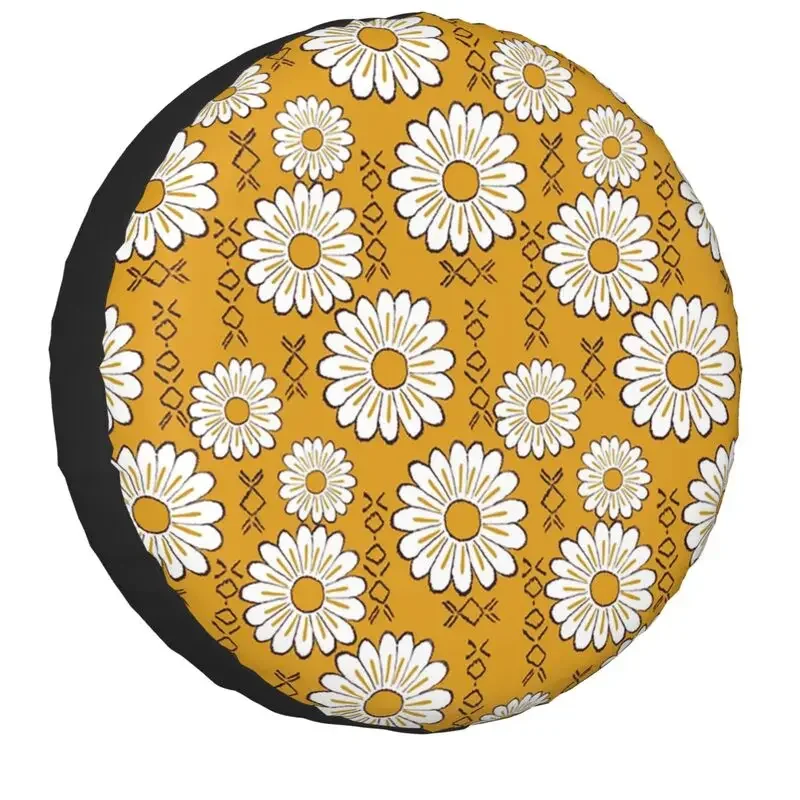 Harry Sunflower Flower Spare Tire Cover for Prado Pajero Jeep Hippie Pop Art Floral 4WD 4x4 SUV Car Wheel 14