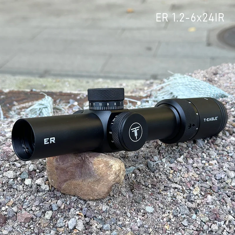

T-EAGLE ER 1.2-6x24IR Tactical Hunting Riflescope Compact Rifle Scope Airsoft Air Gun Sight 30mm Tube Red and Green Reticle