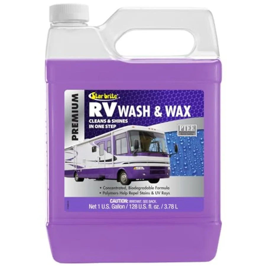 

RV Wash and Wax - Concentrated Cleaner - Cleans and Shines in One Easy Step + Repels Future Stains and Protects from UV Damage