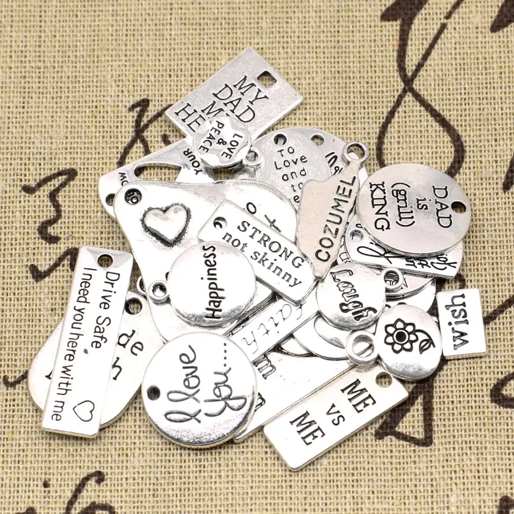 Charms For Jewelry Making Round Word Plaques Man Pendant Crafts Accessories