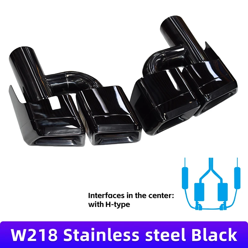 For 2011-2018 Mercedes-Benz CLS-Class W218 Exhaust Pipe Upgrade AMG CLS63 Stainless Steel Black Quad Muffler Tip Nozzle