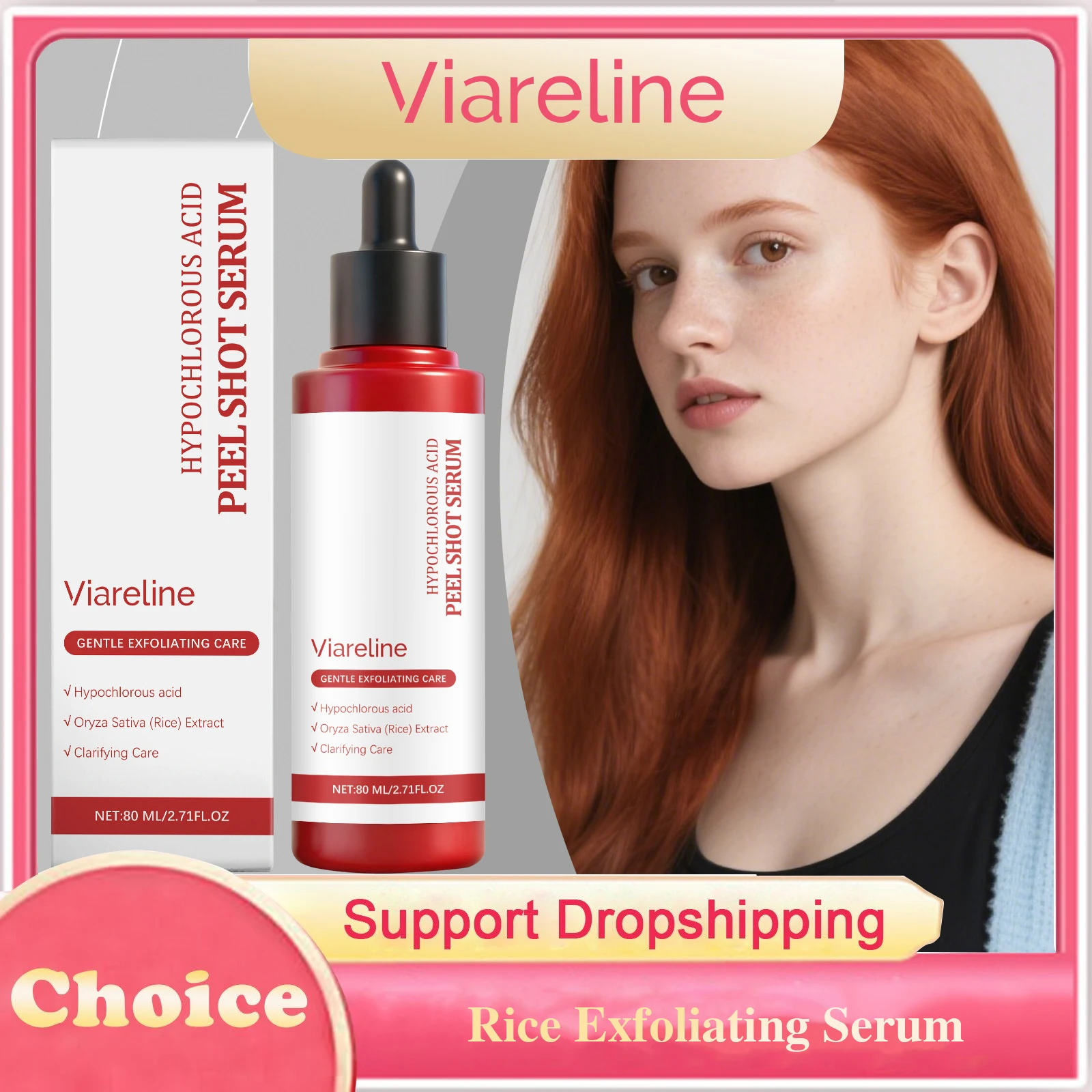 Suero exfoliante de arroz, hidratante, iluminador, limpieza de poros, producto para eliminar la piel muerta, Control de aceite, esencia exfoliante Facial suavizante