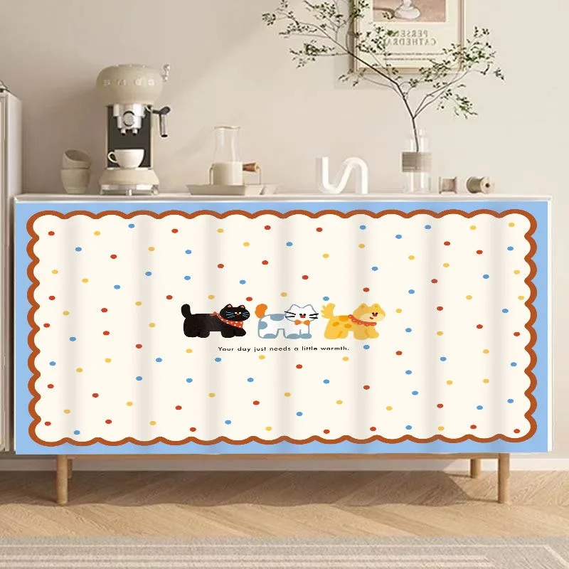 VIKAMA Cute Cartoon Fresh Air Cabinet Curtain Dust Shield Curtain Bathroom Cabinet Kitchen Shoe Cabinet Home Decoration