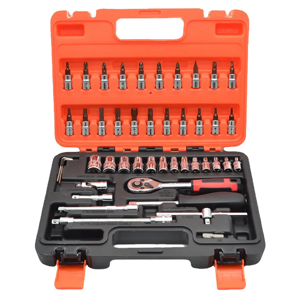 

46 Pcs Drive Socket Set Car Repair Tool Ratchet Spanner Wrench Set Ratchet Torque Wrench Combo Tools Kit Auto Repairing Tool Set
