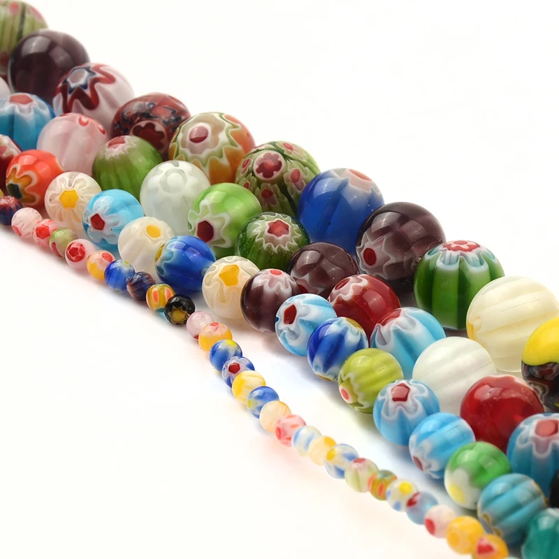 Many Colors Round Pattern Glass Beads Circles loose Beads For Jewelry Making DIY Charm Bracelet Necklace Findings