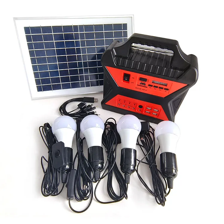 

Portable Solar Power Bank with 4 Bulbs Camping Office Home Mini Solar Generator