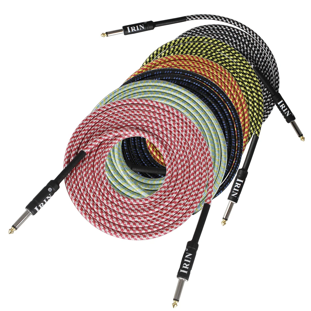 3M Guitar Cable Colorful Stringed Instrument Accessories No Noise Audio Braided Wire Cord Metal Plug for Electric Guitar Bass