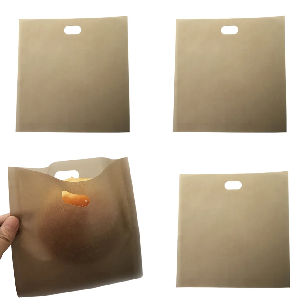 

4 pcs Reusable Non-Stick Toaster Bags 16X16.5Cm For Sandwiches Pizza Chicken Heat Resistant Dishwasher Safe Food Storage