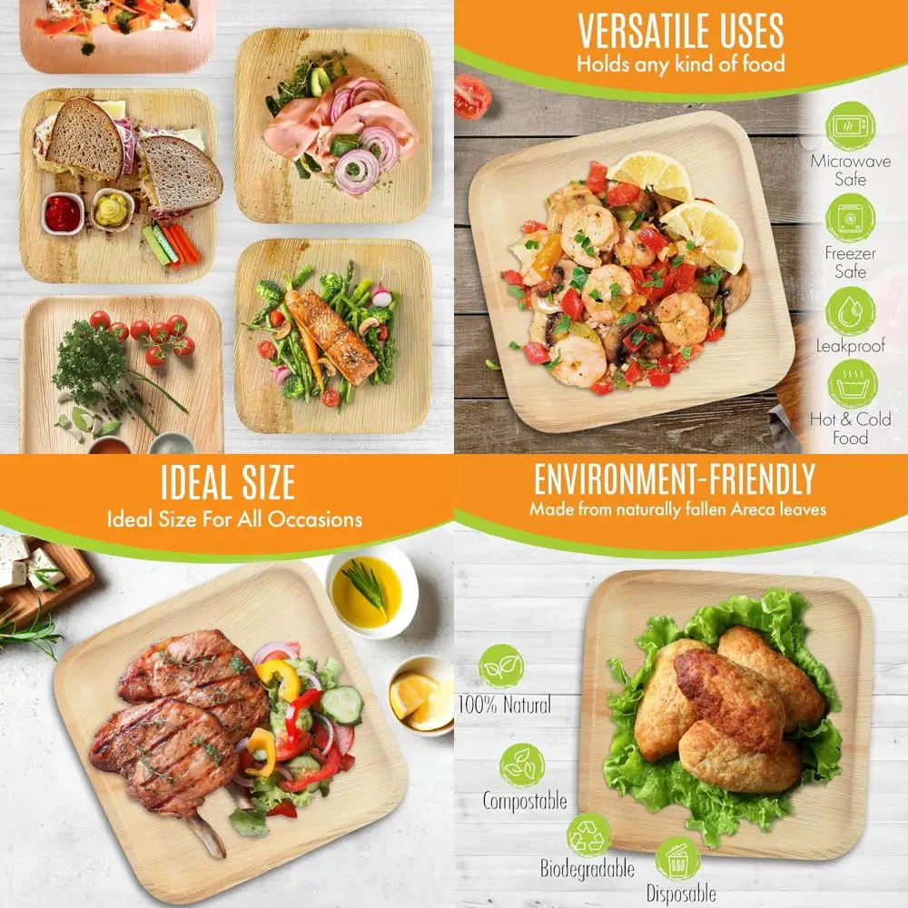 

Набор из 100 одноразовых тарелок, имитирующих бамбук, 10-дюймовые, прочные и декоративные, для свадеб, вечеринок и мероприятий на открытом воздухе