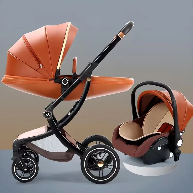 Baby Stroller Can Sit and Lie Down Two-way Light Folding High View Newborn Baby Stroller  Baby Car Seat  Luxury