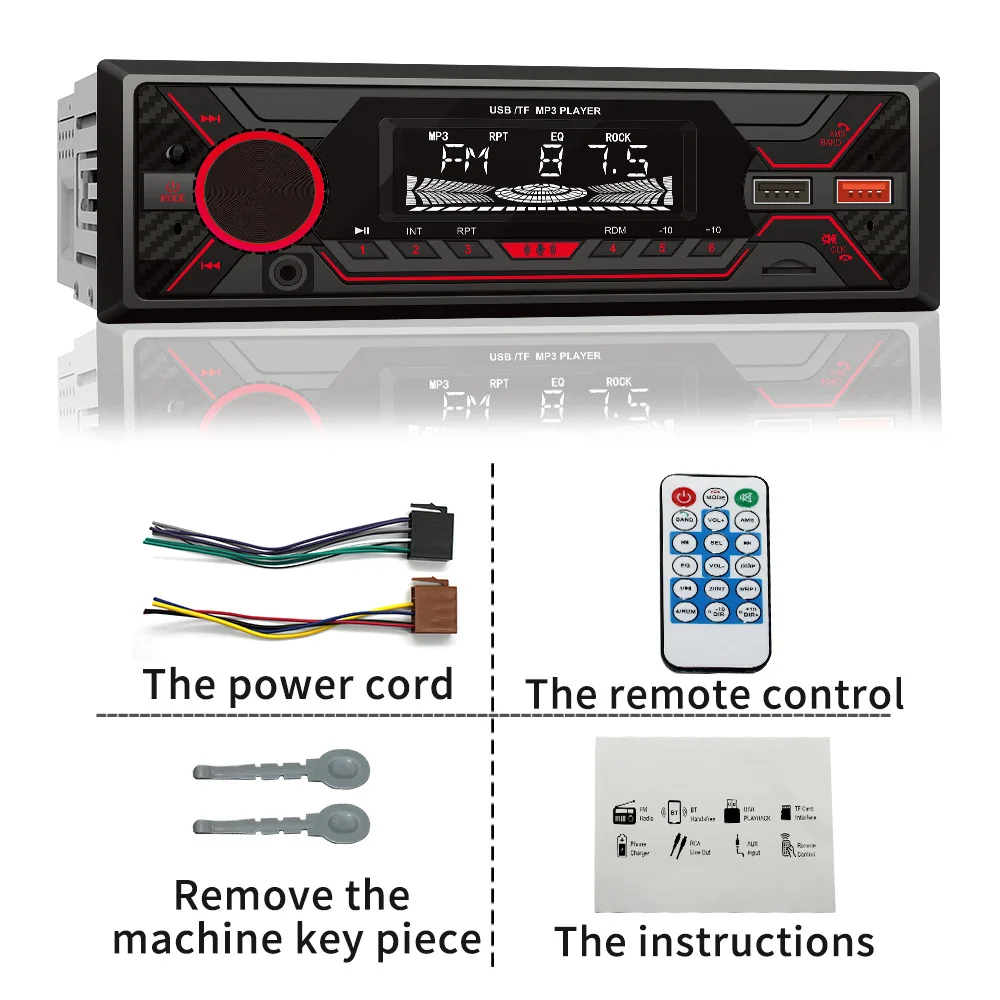 MP3 Player 720 FM SD/MMC/AUX 12V Touch Button 87.5MHZ-108.0MHZ MP3/WMA/WAV Single-Din Bluetooth Dual USB 4*60W Short