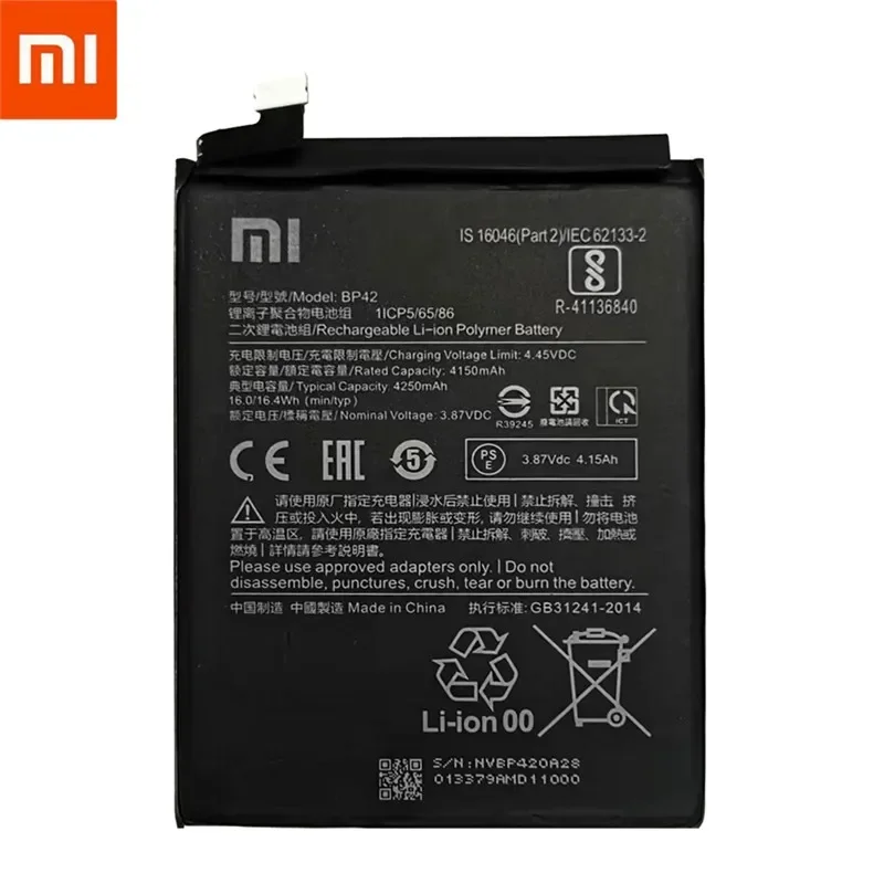 100% Original BP42 Battery For Xiaomi Mi 11 Lite BP42 Genuine Replacement Phone Battery Batteries Bateria 4250mAh Fast Shipping