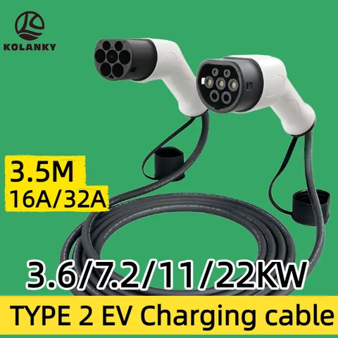 3.5M Type2 Male to Type2  famale Portable EV Charging Extend Cable 3.6 7.2 11 22KW 1p 3p Electric Car Charger for public station