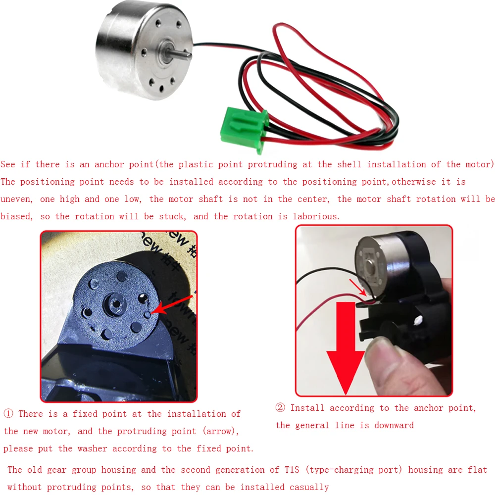 Motor pequeño de CC para cubo de basura inteligente, dispositivo de reparación con Cable, compatible con T1S/TC1D Clam-shell