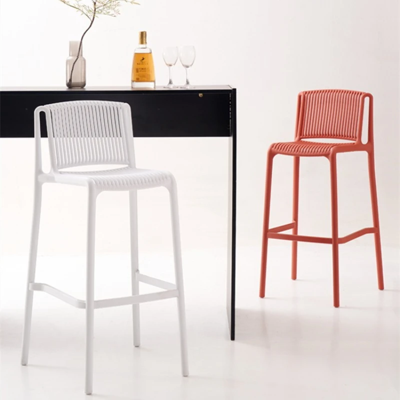 Nordic simple bar chair light luxury plastic bar chair stackable high stool Internet celebrity bar stool outdoor back chair