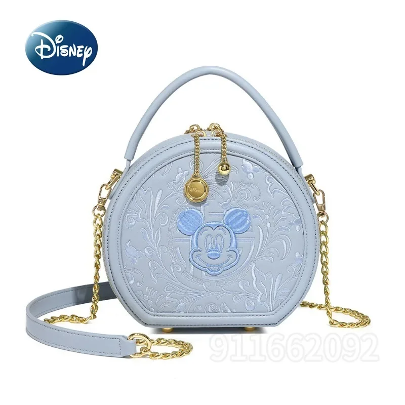 Disney Mickey Original New Women's Handbag Round Cartoon Cute Women's Shoulder Messenger Bag Fashion Embroidery Women's Bag