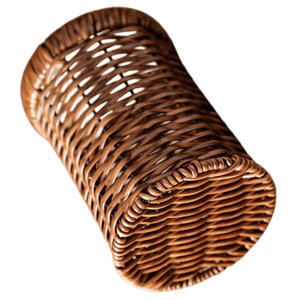 

Woven Cutlery Holder Kitchen Utensil Organizer Multifunctional Drying Rack Imitation Rattan Basket Storage Container