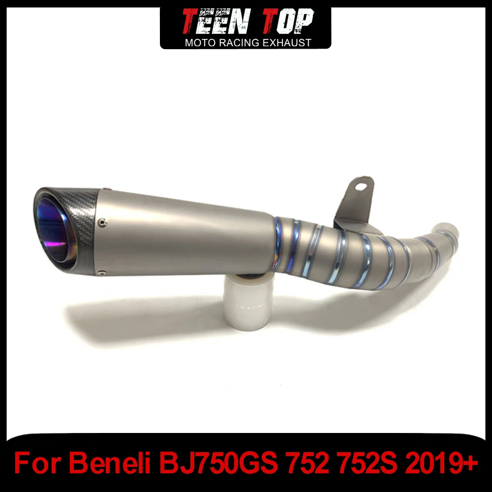 For Beneli BJ750GS 752 752S Exhaust Slip on Motorcycle Parts Carbon Fibre Endcap 752S 2019-2022 Escape Exhaust Muffler Titanium