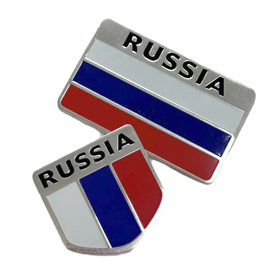 

Russian Flag Map Car Emblem - 3D Aluminum Metal Shield Badge, Patriotic USSR Fender Side Decal for Scratch Cover SUV Truck CB-16