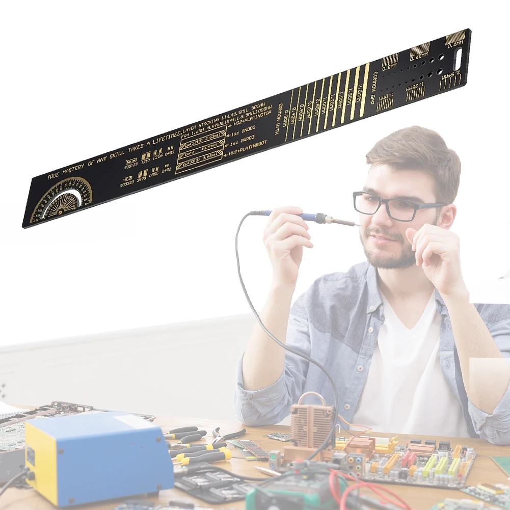 15cm 20cm 25cm Printed Circuit Board Ruler PCB Ruler Measuring Tool 180 Degrees Resistor Capacitor Chip IC SMD Diode Transistor