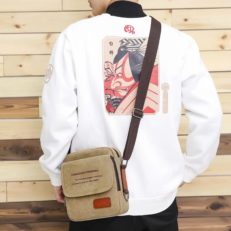 Fashion Men's Bag New Lightweight Canvas Men Crossbody Bag Man Commuting Square Flap Shoulder Bags