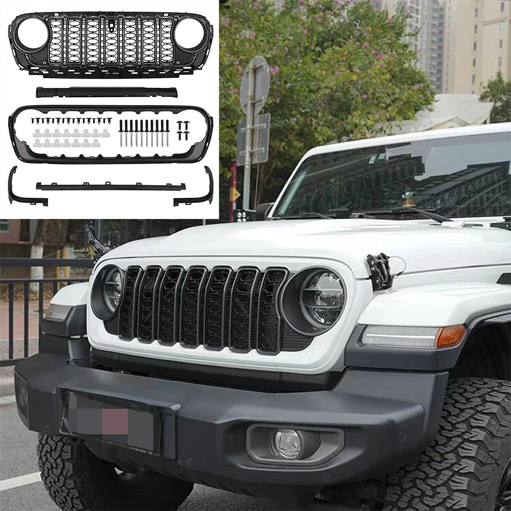 Jeep Wrangler JL Grill 2024 New  Exterior Accessories Black Car Front Grille Offroad Car OE Design ABS SXMA JL1300  For JL2018++