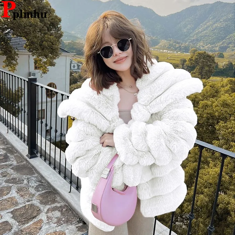 Faux Fur Cotton Padded Lined Coats Tops Winter Lapel Snow Wear Loose Chaqueta Casual Casaco Korea Thicken Elegant Women Abrigos