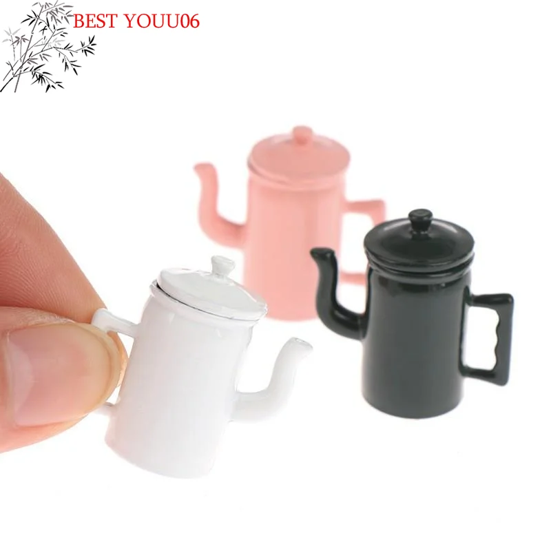 (YOUU06)1:12 Cute Dollhouse Miniatures Kettle With Lid Model Kitchen Accessory For Doll House Decor Play Toys DIY Gift