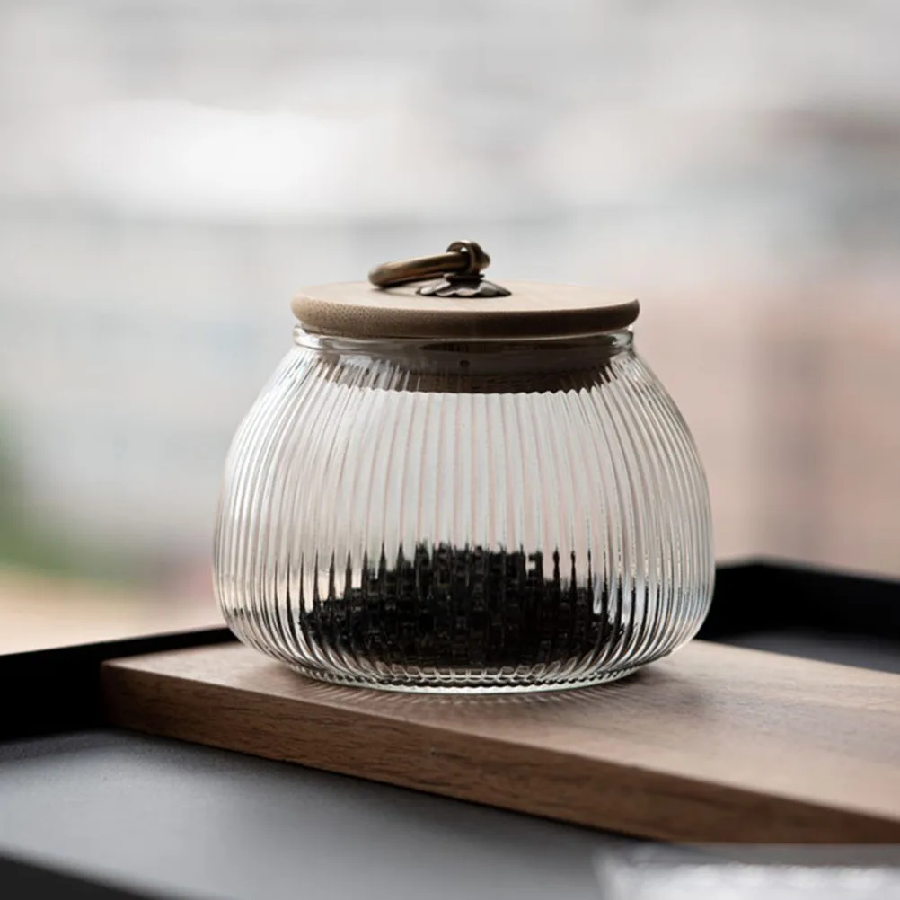 

1Pcs Sealing Jar Bamboo Lid Glass Food Container for Tea Coffee Cereal Storage Kitchen Organization Dry Food Holder Transparent