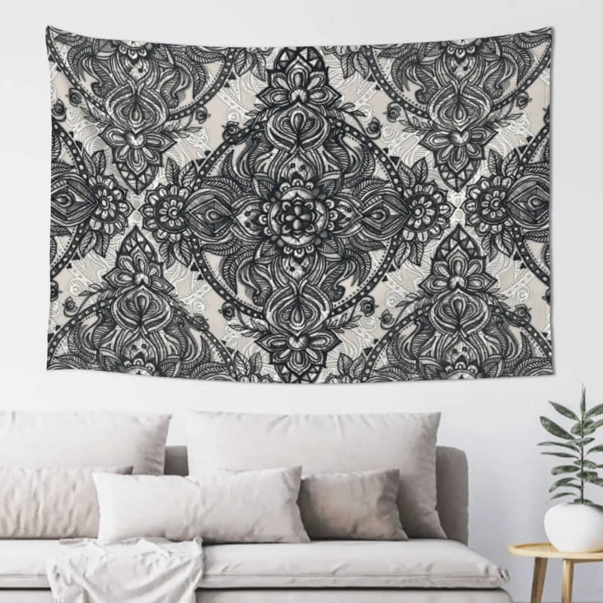 

Charcoal Lace Pencil Doodle Tapestry Wall Decoration Aesthetic Room Decor Korean Tapestry