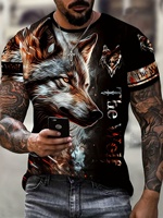 Wolf Print Men's Short Sleeves T-shirt Men's Fashion Personality Street Casual Summer Short Sleeves