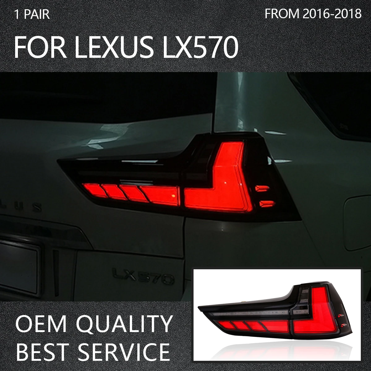 Car Modification Accessories LED Tail Light for Lexus LX570 2016-2018 Animated Running Lamp