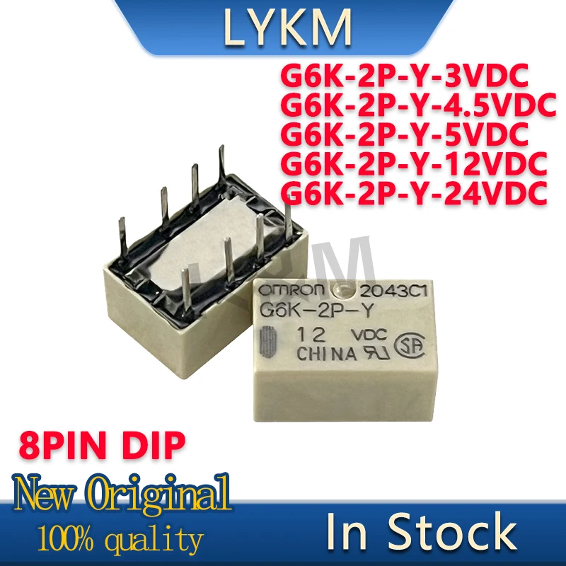 5/Piece New Original G6K-2P-Y-3VDC 3V G6K-2P-Y-4.5VDC 4.5V G6K-2P-Y-5VDC 5V G6K-2P-Y-12VDC 12V G6K-2P-Y-24VDC 24V DIP In Stock