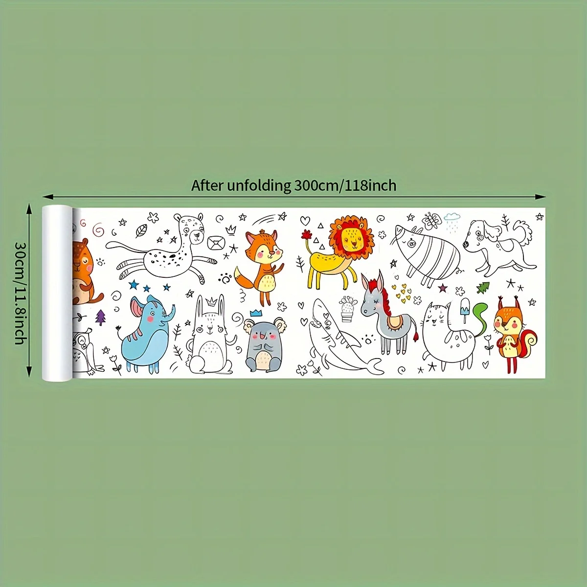 Suitable for creative doodling and painting for ages 3 and up - 118.11-inch unfolded doodling paper, cultivating creativity