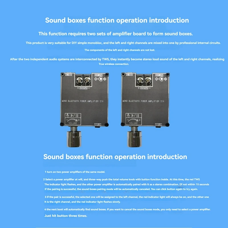 ZK-301B Bluetooth Amplifier Board Single Sound 30W Bluetooth Audio Power Amplifier Module Home Video Accessories